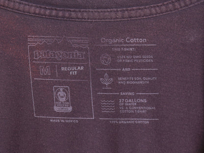 パタゴニア ロゴ プリント 半袖 Tシャツ レディース M アウトドア 18年製 オーガニック コットン カットソー グラフィック フィッツロイ 紫
