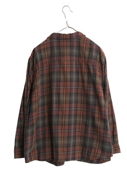 90s ローレン ラルフローレン チェック 長袖 フランネル シャツ レディース XL 程 オールド ポロ コットン ツイル ネルシャツ 大きいサイズ