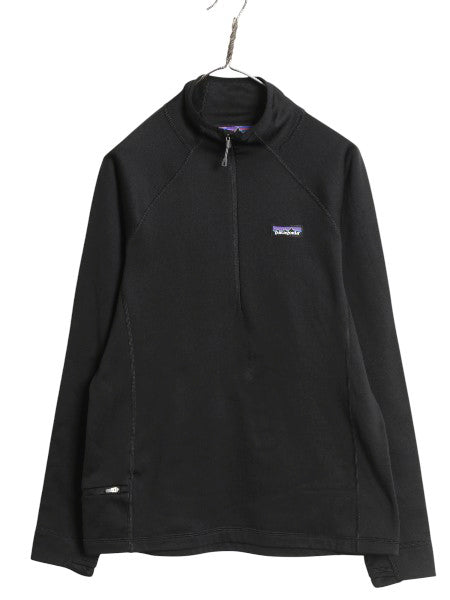 パタゴニア クロストレック ジャケット レディース M 古着 18年製 プルオーバー ストレッチ 裏 フリース ハーフジップ ロンT カットソー 黒