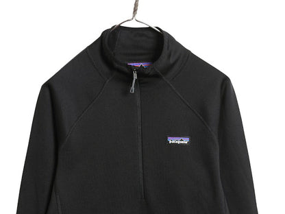 パタゴニア クロストレック ジャケット レディース M 古着 18年製 プルオーバー ストレッチ 裏 フリース ハーフジップ ロンT カットソー 黒