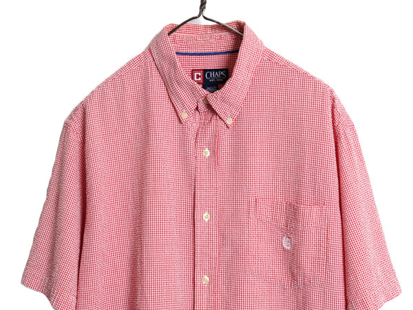 90s チャップス ラルフローレン ギンガム チェック 半袖 ボタンダウン シャツ メンズ XL / オールド コットン シアサッカー 大きいサイズ