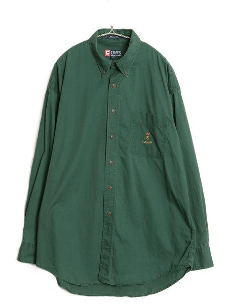 90s チャップス ラルフローレン 長袖 ボタンダウン シャツ メンズ L / オールド ポロ コットン チノ ワンポイント ポケット付き ワイシャツ