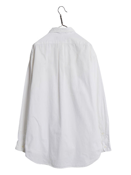 90s ラルフローレン 長袖 ボタンダウン シャツ メンズ L / オールド ポロ 長袖シャツ コットン ワイシャツ ビジネス ワンポイント ホワイト