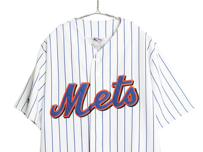 メッツ ベースボール シャツ メンズ XL 程 MLB オフィシャル マジェスティック 大リーグ ユニフォーム ゲームシャツ ジャージ 大きいサイズ