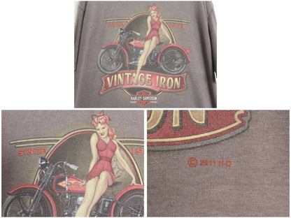 USA製 ハーレー ダビッドソン 両面 プリント 半袖 Tシャツ メンズ XL / 古着 オフィシャル ピンナップガール バイク イラスト 大きいサイズ