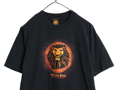 00s ライオンキング イラスト プリント Tシャツ メンズ M 古着 オールド 映画 ムービー ディズニー オフィシャル ミュージカル アニメ  黒