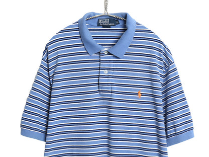 00s ポロ ラルフローレン ボーダー 鹿の子 半袖 ポロシャツ メンズ XL オールド 半袖シャツ ワンポイント コットン シンプル 大きいサイズ
