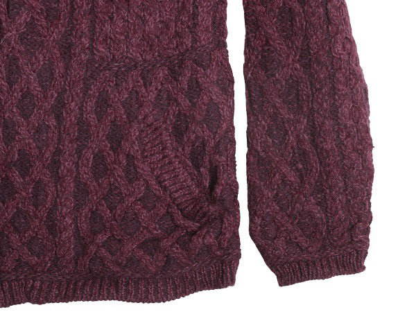 アイルランド製 aran crafts フルジップ フィッシャーマン ニット セーター レディース M 古着 メリノ ウール ジャケット アラン ケーブル