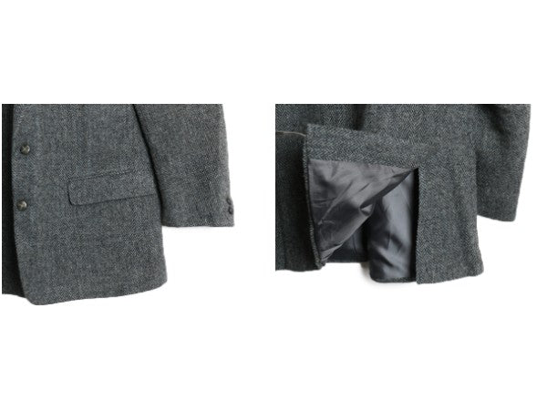 90s DUNN&Co ハリスツイード テーラード ジャケット メンズ XL 程 オールド ウール ブレザー ダン社 大きいサイズ ヘリンボーン ストライプ