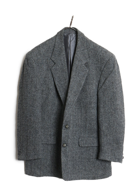 90s DUNN&Co ハリスツイード テーラード ジャケット メンズ XL 程 オールド ウール ブレザー ダン社 大きいサイズ ヘリンボーン ストライプ