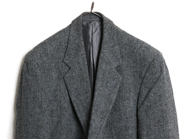 90s DUNN&Co ハリスツイード テーラード ジャケット メンズ XL 程 オールド ウール ブレザー ダン社 大きいサイズ ヘリンボーン ストライプ