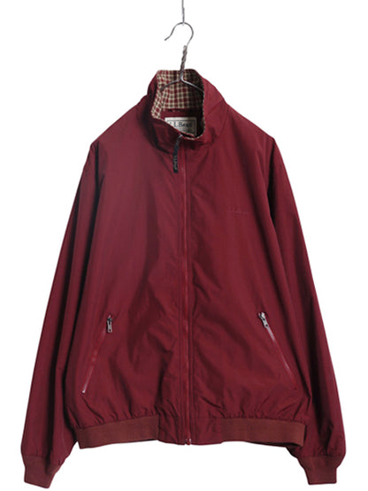 00s エルエルビーン ナイロン ウォームアップ ジャケット メンズ L / オールド アウトドア フルジップ チェック フランネル ライナー付き