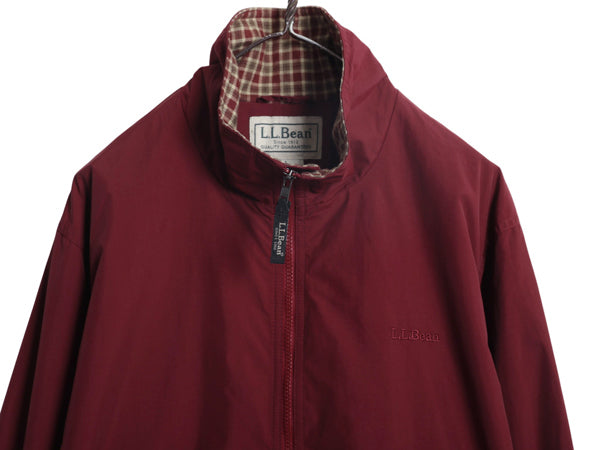 00s エルエルビーン ナイロン ウォームアップ ジャケット メンズ L / オールド アウトドア フルジップ チェック フランネル ライナー付き