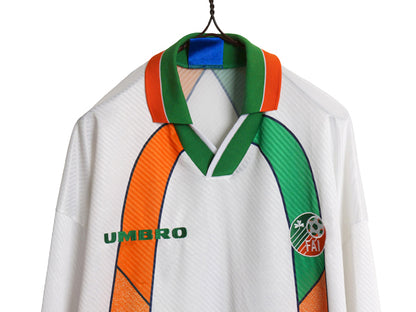 90s ☆ アンブロ アイルランド 代表 長袖 サッカー ユニフォーム メンズ L / オールド 95 96 当時物 フットボール ナショナル アウェイ 白