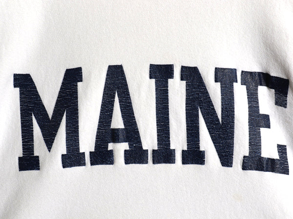 80s USA製 ★ チャンピオン リバースウィーブ プリント スウェット メンズ M 古着 ヴィンテージ 裏起毛 トレーナー カレッジ トリコタグ 白