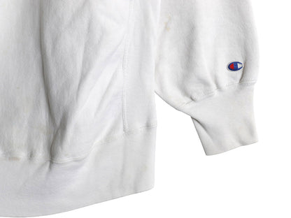 80s USA製 ★ チャンピオン リバースウィーブ プリント スウェット メンズ M 古着 ヴィンテージ 裏起毛 トレーナー カレッジ トリコタグ 白