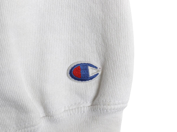 80s USA製 ★ チャンピオン リバースウィーブ プリント スウェット メンズ M 古着 ヴィンテージ 裏起毛 トレーナー カレッジ トリコタグ 白