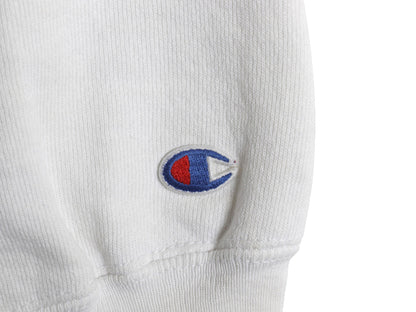 80s USA製 ★ チャンピオン リバースウィーブ プリント スウェット メンズ M 古着 ヴィンテージ 裏起毛 トレーナー カレッジ トリコタグ 白
