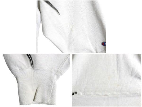 80s USA製 ★ チャンピオン リバースウィーブ プリント スウェット メンズ M 古着 ヴィンテージ 裏起毛 トレーナー カレッジ トリコタグ 白