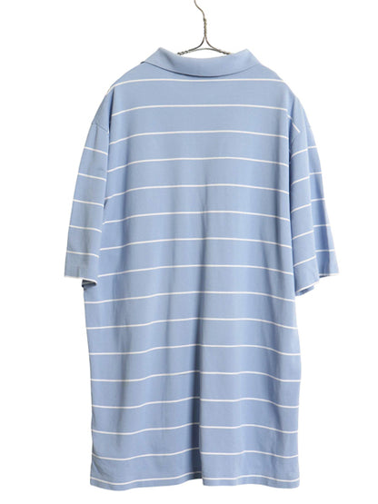 90s ポロゴルフ ラルフローレン ボーダー 鹿の子 半袖 ポロシャツ メンズ XL / オールド ポロ ペルー製 高級 100% ピマ コットン ツートン