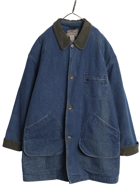 00s エルエルビーン デニム ハンティング ジャケット メンズ XL オールド カバーオール フィールド コート 中綿 ライナー付き大きいサイズ