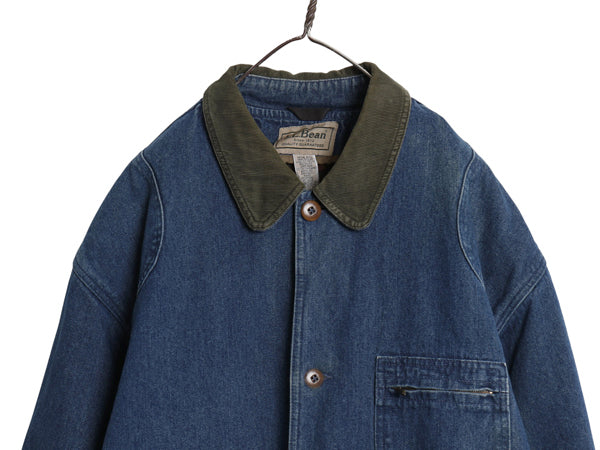 00s エルエルビーン デニム ハンティング ジャケット メンズ XL オールド カバーオール フィールド コート 中綿 ライナー付き大きいサイズ