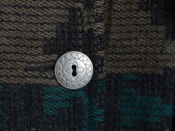 80s USA製 エルエルビーン ネイティブ ラグ ジャケット レディース M / 古着 ヴィンテージ ウール ハーフ コート 総柄 コンチョ アウトドア