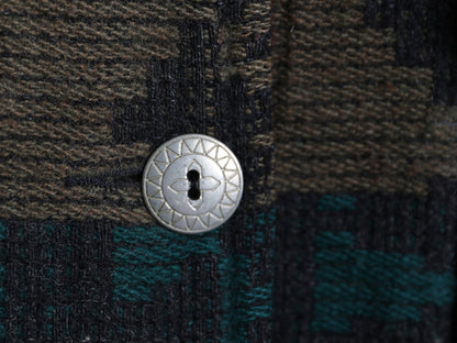 80s USA製 エルエルビーン ネイティブ ラグ ジャケット レディース M / 古着 ヴィンテージ ウール ハーフ コート 総柄 コンチョ アウトドア