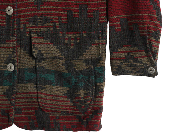 80s USA製 エルエルビーン ネイティブ ラグ ジャケット レディース M / 古着 ヴィンテージ ウール ハーフ コート 総柄 コンチョ アウトドア