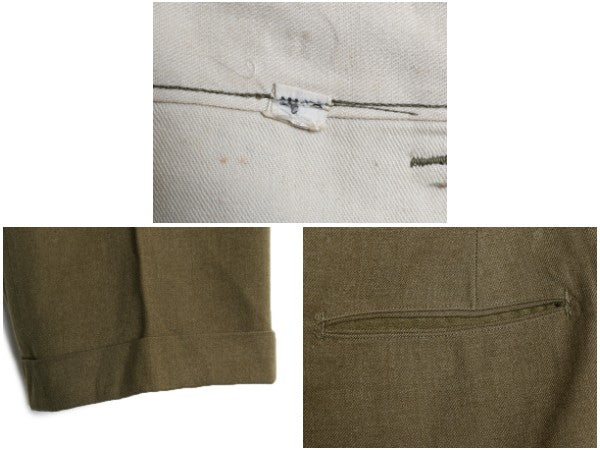 40s 米軍実物 US AMRY ウール フィールド パンツ 32 35 / ヴィンテージ ミリタリー スラックス ストレート M-44 ガスフラップ 軍物 カーキ