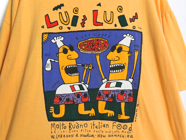 90s 企業 アート イラスト プリント 半袖 Tシャツ メンズ XL オールド キャラクター グラフィック シングルステッチ 大きいサイズ イエロー