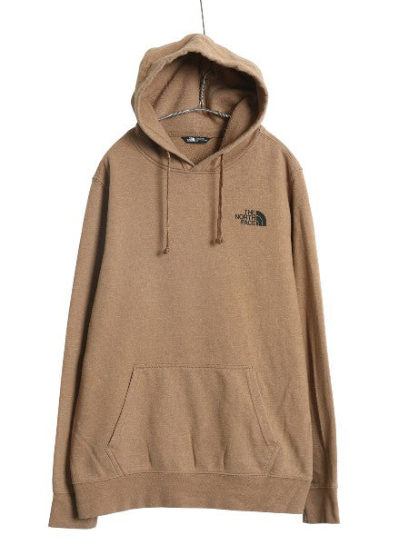 ノースフェイス 両面 プリント スウェット フード パーカー メンズ L / アウトドア プルオーバー トレーナー 裏起毛 ボックスロゴ ブラウン