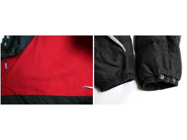 90s ポロ ラルフローレン 本革 レザー 切替 ダウン ジャケット メンズ XXL オールド ナイロン マウンテン パーカー フード 大きいサイズ 黒
