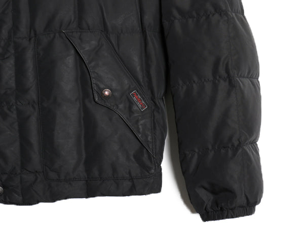 90s ポロ ラルフローレン 本革 レザー 切替 ダウン ジャケット メンズ XXL オールド ナイロン マウンテン パーカー フード 大きいサイズ 黒