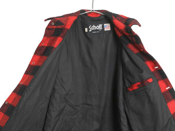 90s USA製 ショット ウール ジャケットメンズ XL オールド ブロック チェック ジャンパー ツートン 大きいサイズ ライナー付き CPO シャツ