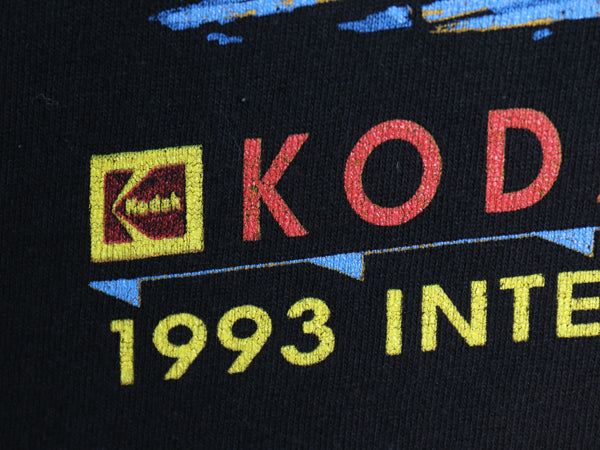 90s USA製 アート イラスト プリント 半袖 Tシャツ メンズ M / オールド コダック 企業 グラフィック シングルステッチ ヘビーウェイト 黒