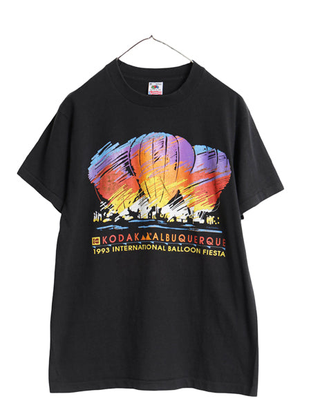 90s USA製 アート イラスト プリント 半袖 Tシャツ メンズ M / オールド コダック 企業 グラフィック シングルステッチ ヘビーウェイト 黒