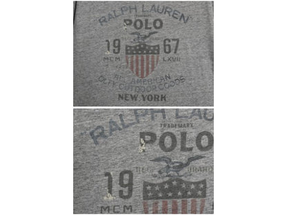 ポロ ラルフローレン 染込み プリント Tシャツ メンズ L / ヴィンテージ 加工 カットソー シングルステッチ グラフィック イーグル 星条旗