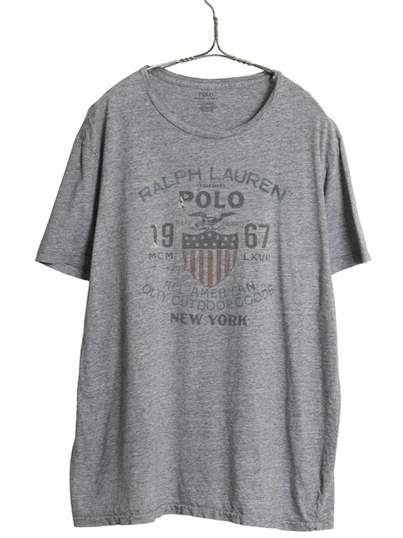 ポロ ラルフローレン 染込み プリント Tシャツ メンズ L / ヴィンテージ 加工 カットソー シングルステッチ グラフィック イーグル 星条旗