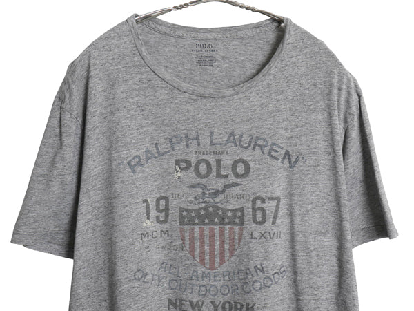 ポロ ラルフローレン 染込み プリント Tシャツ メンズ L / ヴィンテージ 加工 カットソー シングルステッチ グラフィック イーグル 星条旗