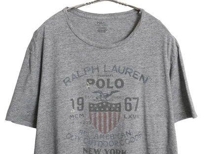 ポロ ラルフローレン 染込み プリント Tシャツ メンズ L / ヴィンテージ 加工 カットソー シングルステッチ グラフィック イーグル 星条旗