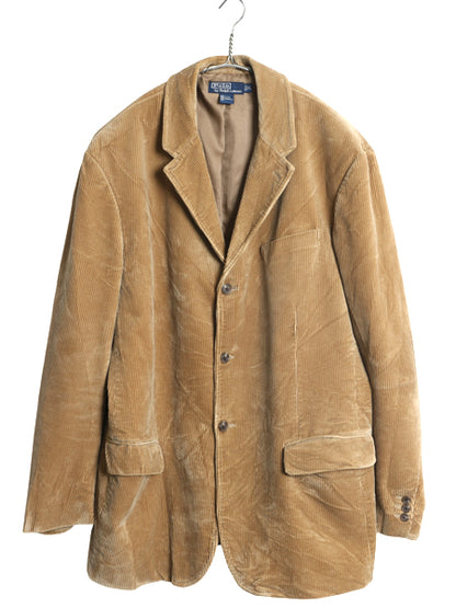デッドストック 90s ポロ ラルフローレン 太畝 コーデュロイ テーラード ジャケット メンズ XL / オールド ポロ ブレザー 大きいサイズ 茶