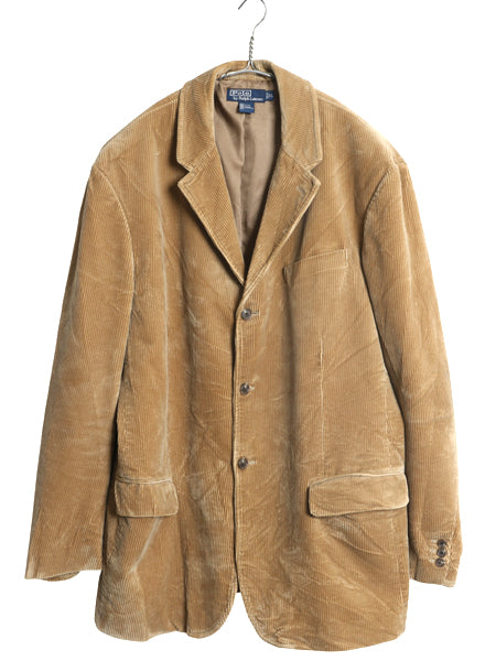 デッドストック 90s ポロ ラルフローレン 太畝 コーデュロイ テーラード ジャケット メンズ XL / オールド ポロ ブレザー 大きいサイズ 茶