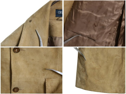 00s ポロ ラルフローレン 本革 ヌバック レザー テーラード ジャケット メンズ L 古着 オールド 革ジャン ブレザー スウェード ブルゾン 茶