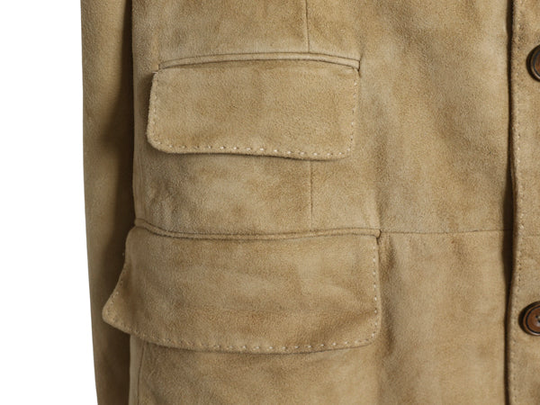 00s ポロ ラルフローレン 本革 ヌバック レザー テーラード ジャケット メンズ L 古着 オールド 革ジャン ブレザー スウェード ブルゾン 茶