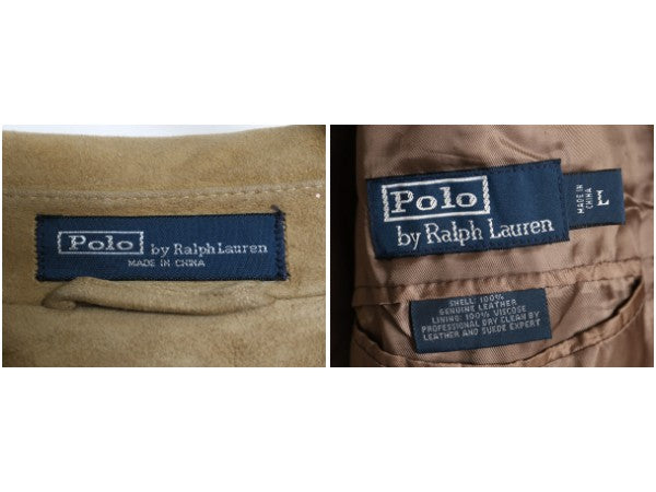 00s ポロ ラルフローレン 本革 ヌバック レザー テーラード ジャケット メンズ L 古着 オールド 革ジャン ブレザー スウェード ブルゾン 茶