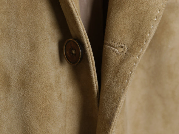 00s ポロ ラルフローレン 本革 ヌバック レザー テーラード ジャケット メンズ L 古着 オールド 革ジャン ブレザー スウェード ブルゾン 茶