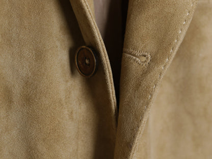 00s ポロ ラルフローレン 本革 ヌバック レザー テーラード ジャケット メンズ L 古着 オールド 革ジャン ブレザー スウェード ブルゾン 茶