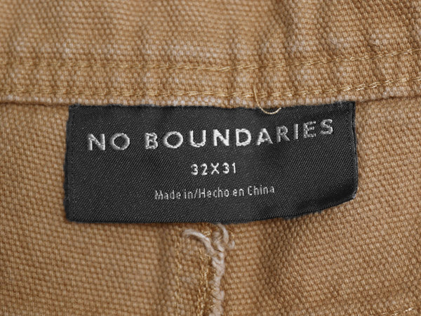 NO BOUNDARIES ダック ペインター パンツ メンズ 32 30 ワーク ワイド ストレート ボトムス トラウザー ヘビーウェイト コットン ブラウン