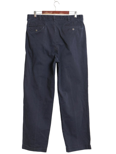90s ポロ ラルフローレン チノ パンツ メンズ 36 32 オールド HAMMOND PANT コットン スラックス ツータック ストレート 裾ダブル ネイビー